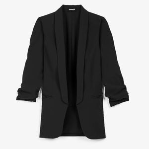 Express Ruched Sleeve Boyfriend Blazer